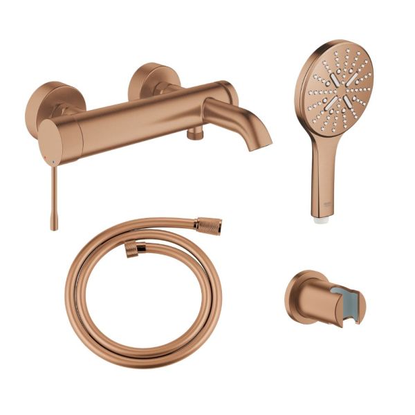 Grohe Essence Armatur für Badewanne mit Handbrause, warm sunset gebürstet 33624DL1 26465DL0