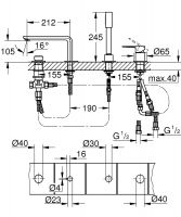 Vorschau: Grohe Lineare 4-Loch Einhand-Wannenkombination, wassersparend, supersteel