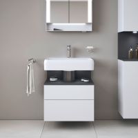 Vorschau: Duravit Qatego Unterschrank 59x47cm in weiß supermatt Antifingerprint, mit offenem Fach in graphit supermatt QA4393