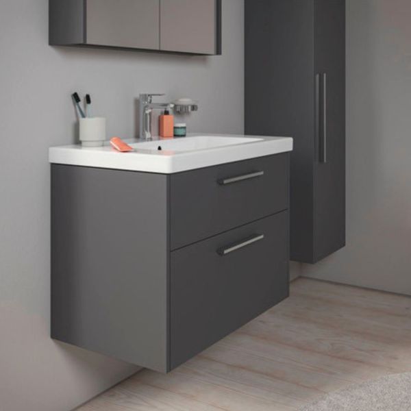 Duravit D-Code 2.0 Halbhochschrank 40x132cm mit Tür, Griff chrom, graphit matt