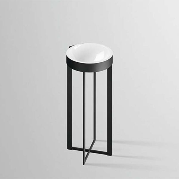 Alape Xcross Säulenwaschtisch mit Stahlgestell und Schaftventi ohne Hahnloch WT.RX400.CR weiß/schwarz matt