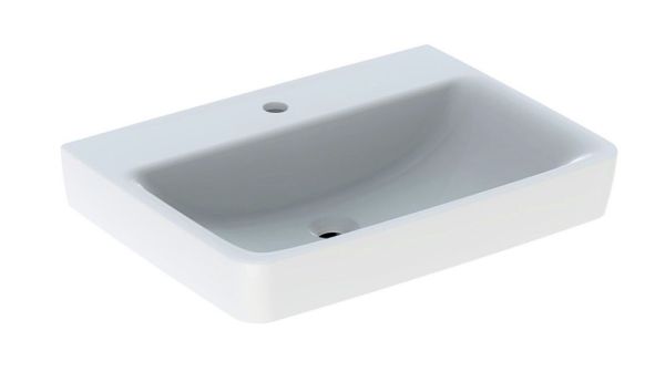 Geberit Renova Plan Waschtisch mit 1 Hahnloch, ohne Überlauf, 65x48cm, weiß 501641001