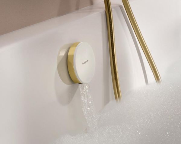 hansgrohe Exafill Fertigset Wanneneinlauf, Ablauf- & Überlaufgarnitur, polished gold optic/weiß glanz 