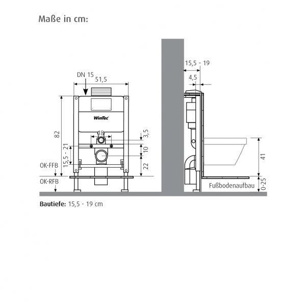 WimTec FIX WC UP200 Montageelement mit Betätigung von oben und vorne