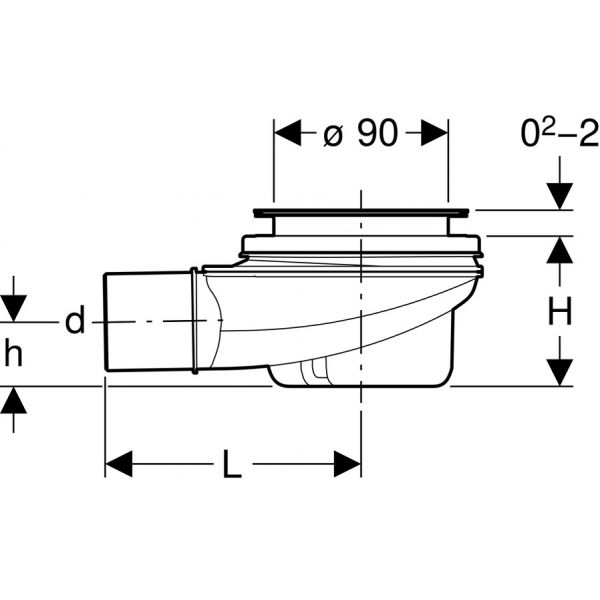 Geberit Duschwannenablauf d90, Siphonierhöhe 50mm, Abgang aus PE