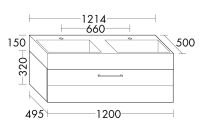 Burgbad Crono Mineralguss-Doppelwaschtisch 121,4x47x50cm mit Unterschrank, 1 Auszug SEVA121F1786C0001G0141