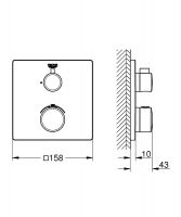 Vorschau: Grohe Grohtherm Thermostat-Brausebatterie eckig, chrom