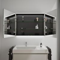 Vorschau: Burgbad Devio Spiegelschrank 100x76cm, LED-Beleuchtung, 2 Spiegeltüren, veloursgrau matt SPWD100F7216 