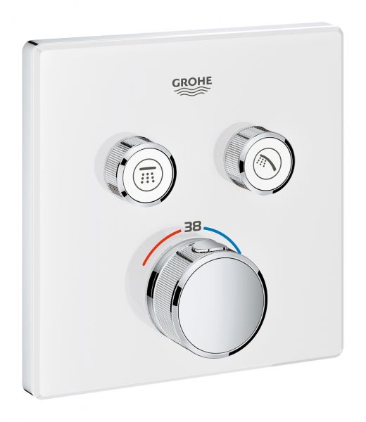 Grohe Grohtherm SmartControl Thermostat, 2 Absperrventile, eckig, wassersparend, chrom/moon white