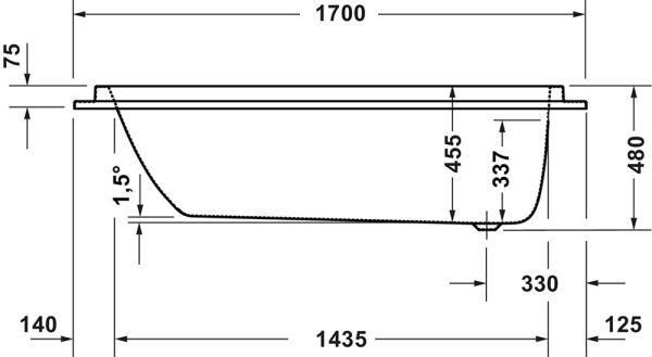 Duravit Balcoon Einbaubadewanne 170x75cm, weiß matt