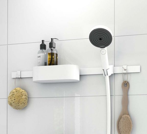 Hansgrohe WallStoris Bundle Duschkopf 105, Duschstange 70cm & Accessoireset, weiß matt 24291700 1