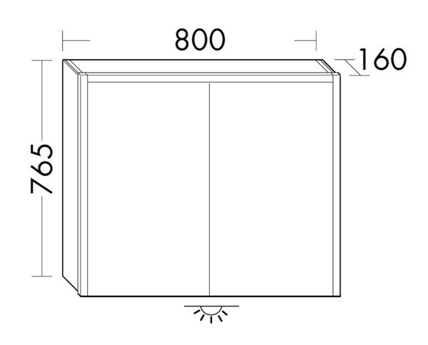 Burgbad Devio Spiegelschrank 80x76cm mit horizontaler LED-Beleuchtung, 2 Spiegeltüren