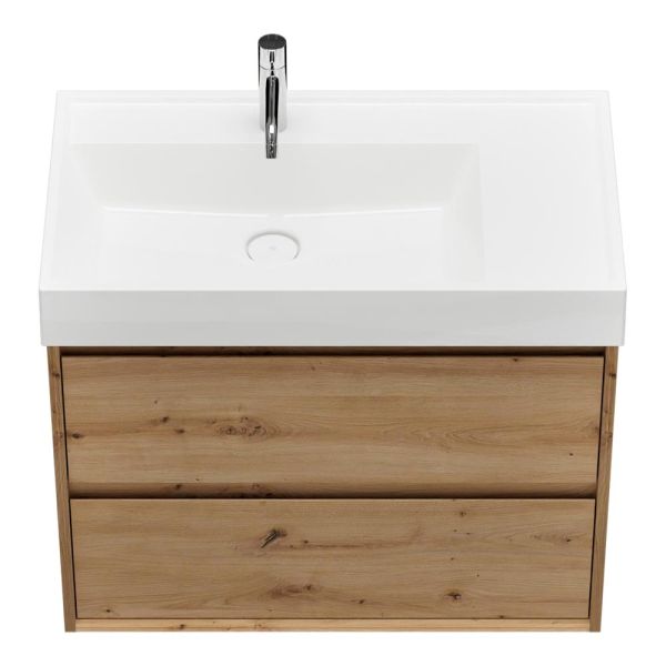 Burgbad Devio Mineralguss-Waschtisch 80cm mit Unterschrank, 2 Auszüge