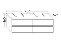 Vorschau: Burgbad Cube Unterschrank 140,6x52,5cm für 2 Grohe Cube Aufsatzwaschtische, 4 Auszüge