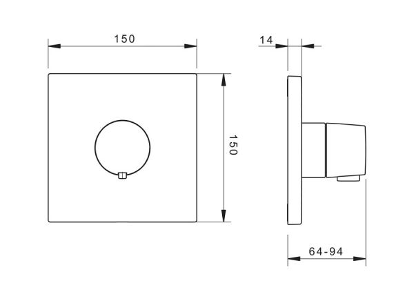 Hansa Hansaliving Fertigmontageset, Thermostat-Batterie, Rosette quadratisch, chrom