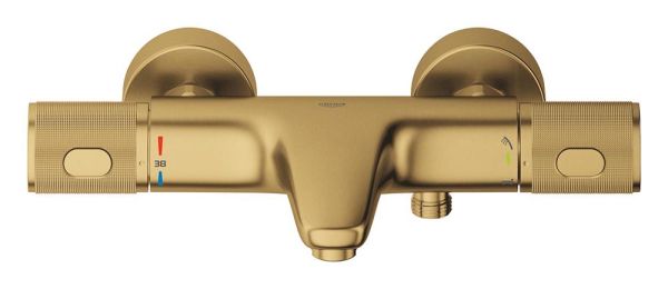 Grohe Precision Feel Thermostat-Wannenbatterie mit ProGrip Rändelstruktur, cool sunrise gebürstet