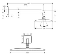 Vorschau: Hansgrohe Raindance E 360 Air 1jet Kopfbrause mit Brausearm 39cm, chrom