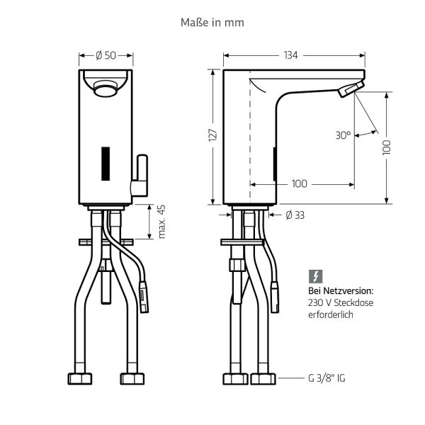 WimTec SMART HyPlus berührungslose Waschtischarmatur Mischwasser HDM 230V Netzbetrieb, chrom