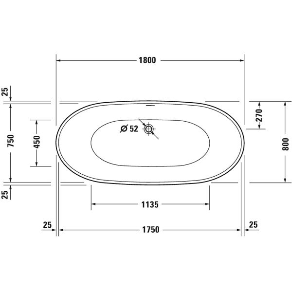 Duravit DuraVato freistehende ovale Badewanne 180x80cm, weiß 700569000000000