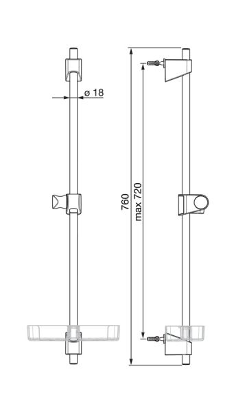 Hansa Hansabasicjet Wandstange 72cm, chrom