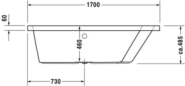 Duravit Paiova Einbau-Badewanne trapezförmig, Rückenschräge rechts, 170x130cm, weiß