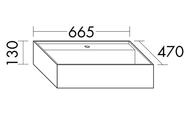 Burgbad Sys30 Mineralguss-Aufsatzwaschtisch mit Ab- und Überlaufsystem, 66,5x47cm
