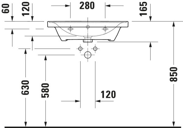 Duravit D-Neo Waschtisch rechteckig 65x48cm, mit Überlauf, ohne Wondergliss, weiß 2367650000