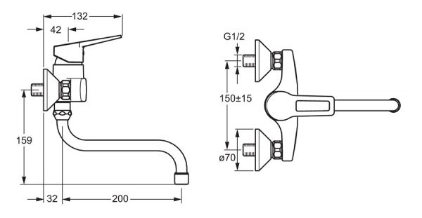 Hansa Hansatwist Spültisch-Einhand-Wandbatterie, Bügelhebel, schwenkbar, chrom