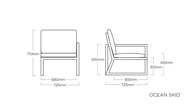 KETTLER OCEAN SKID Endteil rechts, Armlehne Teak und Rope, anthrazit/hellgrau meliert