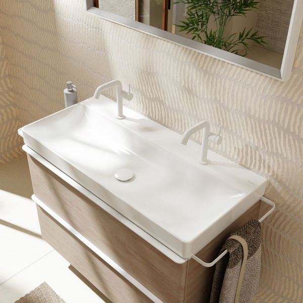 Hansgrohe Xelu Q Waschbecken 100x48cm 2 Hahnlöcher, SmartClean, weiß
