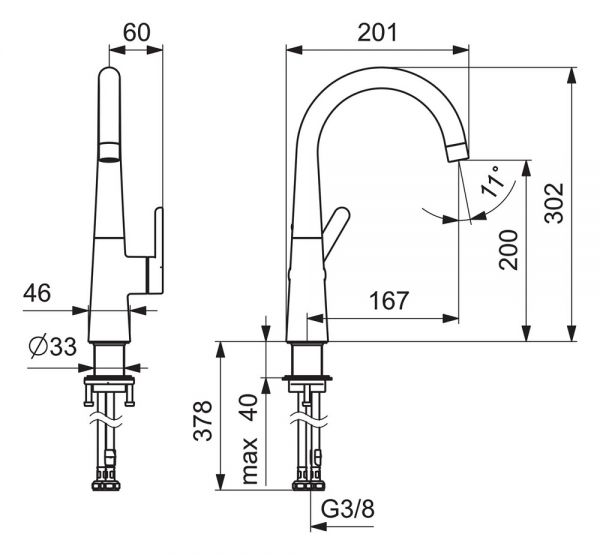 Hansa Hansadesigno Style Waschtisch-Einhand-Einlochbatterie, schwenkbar, chrom