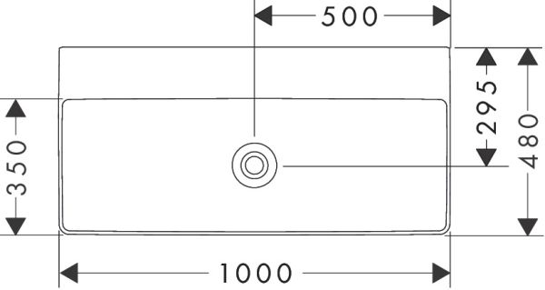 Hansgrohe Xelu Q Waschbecken 100x48cm ohne Hahnloch, ohne Überlauf, weiß