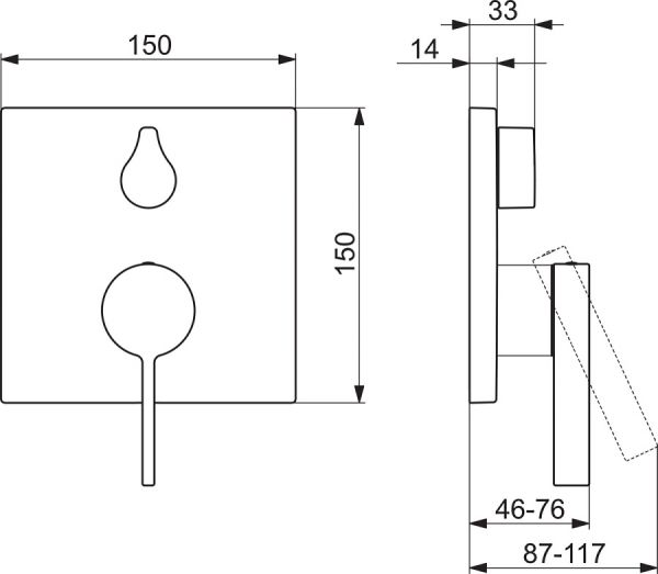 Hansa Hansaloft Einhand-Wannen-Batterie Fertigmontageset, eckig, chrom