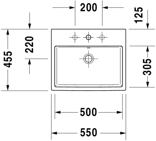 Duravit Vero Air Einbauwaschtisch 55x45,5cm, ohne Hahnloch, mit Überlauf, weiß 0383550060