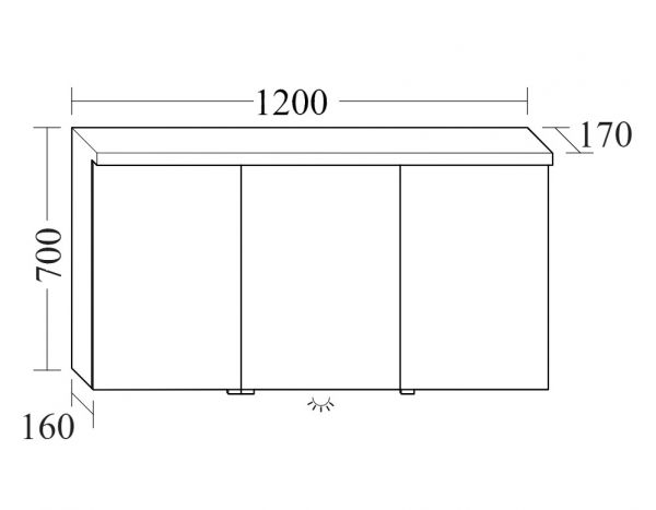 Burgbad Lin20 Spiegelschrank mit horizontaler LED-Beleuchtung, Waschtischbeleuchtung, 3tlg, 120x70cm SPQL120LF5351