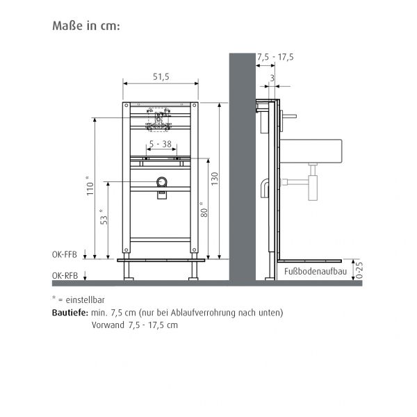 WimTec FIX WT W6 Waschtisch-Montageelement, für Montage von WimTec Rohbauset W6