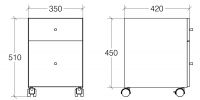 Vorschau: lineabeta RUNNER Rollcontainer mit 2 Schubladen, edelstahl poliert