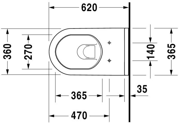 Duravit Starck 3 Wand-WC 62x36,5cm, oval, WonderGliss, Durafix, weiß