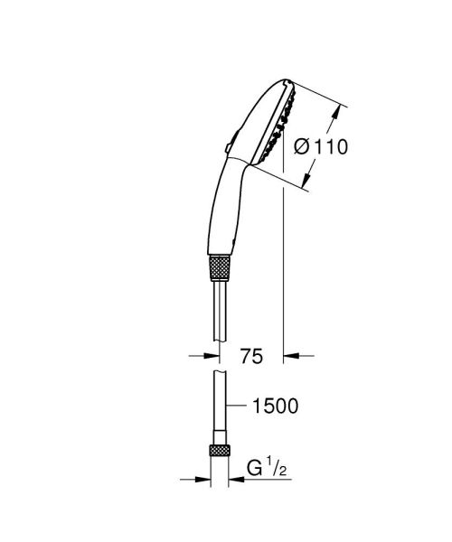 Grohe QuickFix Vitalio Start 110 Handbrause 2 Strahlarten inkl. Brauseschlauch, chrom