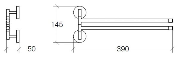 lineabeta DUEMILA Handtuchhalter 39cm, doppelt, schwenkbar, chrom