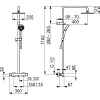 Vorschau: Hansa Hansaunita Duschsystem Brause-Thermostat-Batterie, Kopfbrause quadratisch, 110cm, chrom