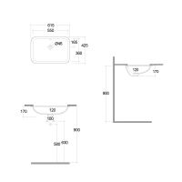 Vorschau: Kludi RESA Unterbau-Waschtisch 55x36cm rechteckig mit Überlauf, weiß