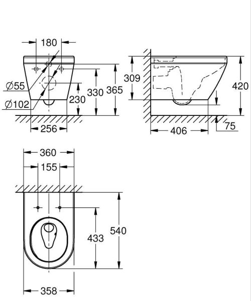 Grohe Euro Keramik Wand-WC, weiß