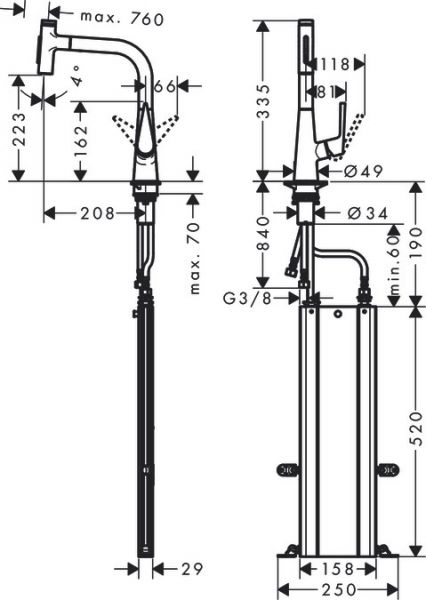 Hansgrohe Talis Select M51 Einhebel-Küchenmischer 220 mit Ausziehbrause und sBox