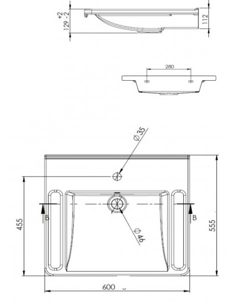 Avenarius free living! barrierefreier Mineralguß-Waschtisch 60x55,5cm, weiß