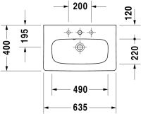 Vorschau: Duravit DuraStyle Waschtisch rechteckig 63,5x40cm, mit Hahnloch, mit Überlauf, weiß 2337630000