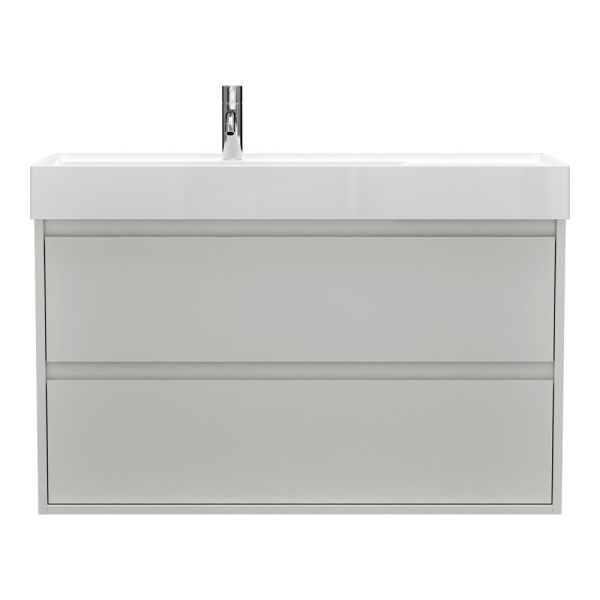 Burgbad Devio Mineralguss-Waschtisch 100cm mit Unterschrank, 2 Auszüge, veloursgrau matt SHKH101 