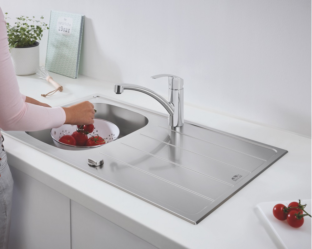 Grohe Eurosmart Set aus Spüle und Küchenarmatur, edelstahl | BÄDERMAXX