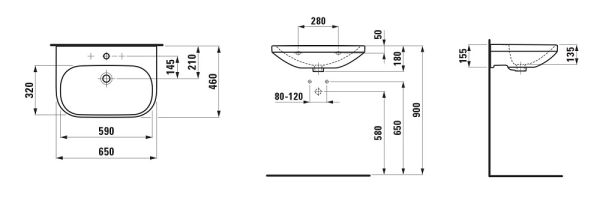 Laufen Lua Waschtisch 65x46cm, weiß, H8110860001041