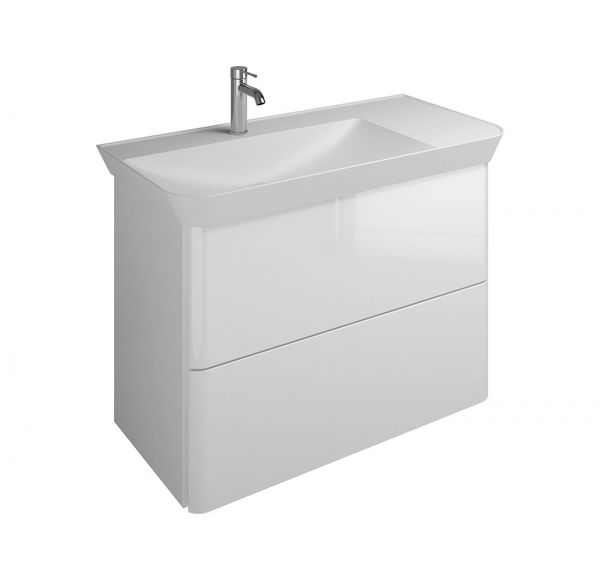Burgbad Iveo Mineralguss-Waschtisch mit Waschtischunterschrank, 2 Auszüge, 100cm weiß hochglanz